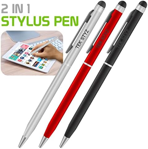 Pro Stylus Pen עבור Xolo Q800 X-edition עם דיו, דיוק גבוה, צורה רגישה במיוחד וקומפקטית למסכי מגע [3 חבילה-שחור-אדום-סילבר]